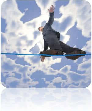 Compliance Title Graphic - man walking a tightrope